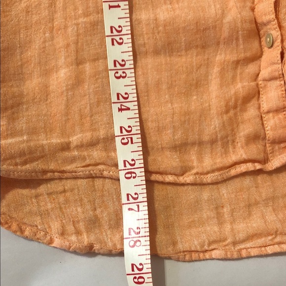 Sigrid Olsen Orange Button-Up Long Sleeve 100% Linen Shirt size Medium - Picture 4 of 11